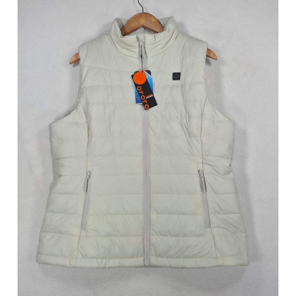 Ororo Heated Vest Cream White Quilted Puffer Thermolite Insulated LG -No Battery